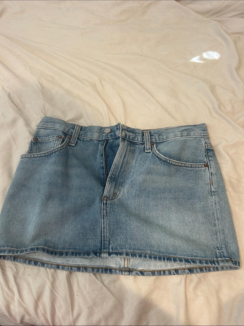 Agolde Light Blue Denim Mini Skirt